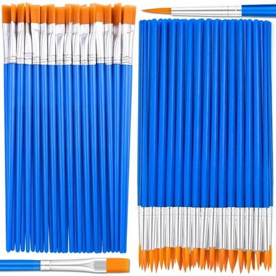 Pinsel Anezus 50 Stück flache Spitze & runde Acrylpinsel Set für S, blau 