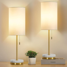 Bedside Lamps Set of 2, Minimalist Table Lamp with Pull Chain, Modern Nightstand