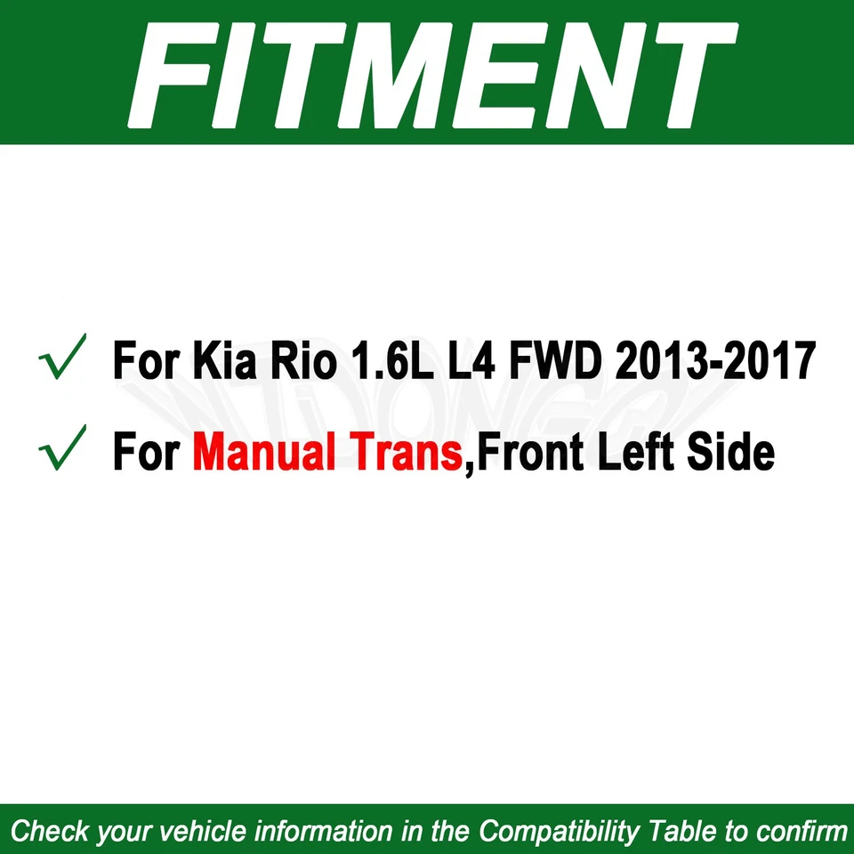 Conjunto de junta de eje delantero izquierdo LH CV para Kia Rio transmisión manual 1,6 L L4 2013-2017 Foto 2 de 4