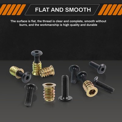 34 Sets 1/4-20 X 3/4'' Furniture Screw Nut Threaded Inserts for Wood, Includes H
