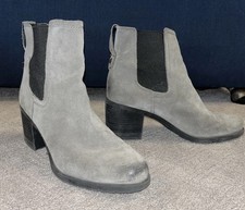 Sam Edelman Hanley Suede Chelsea Boots Womens 8.5 gray chunky heel shoe $189