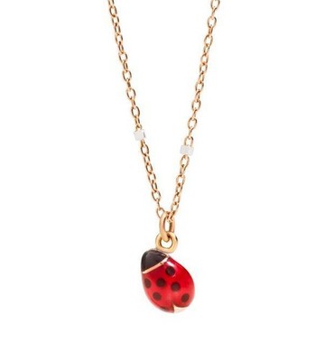 Dodo Ladybug Necklace DCB9001_LADYX_ERO9R Necklace 40cm Rose Gold Enamel Charm