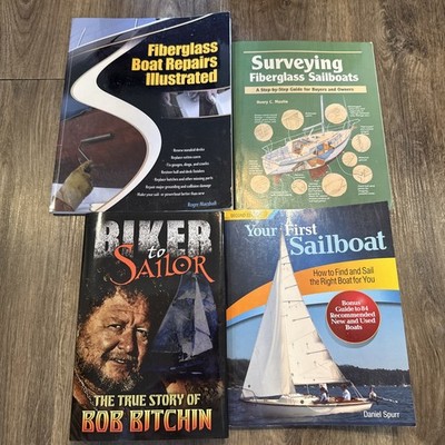 Lot of 4 Illustrated books on Sailing Sailboats Sailmaker's Apprentice Self Re..