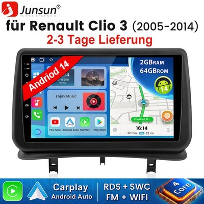 DAB+ Android15 Autoradio Für Renault Clio III 2005-2014 BT GPS Navi WIFI CARPLAY