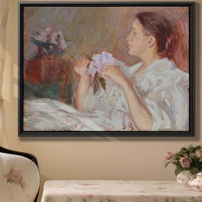 Young Woman Portrait Oil Painting Vintage Canvas Print Wall Art Decor Floral