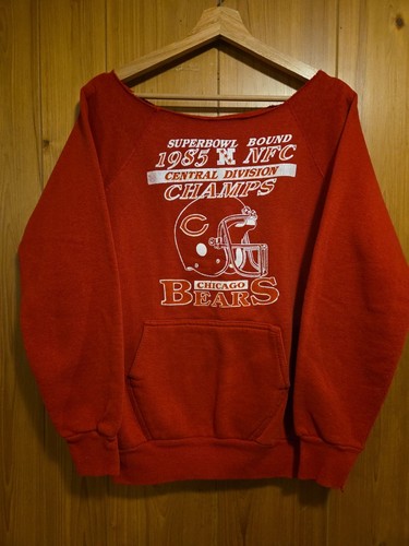 Vintage 1985 Chicago Bears Superbowl Bound Cropped Red Sweatshirt OOAK