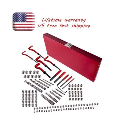 131 pcs Thread Repair Tool Kit  Drill Bits Taps Threaded Inserts Installation