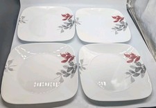 CORELLE VITRELLE " KYOTO RED LEAVES "  10 1/2"  SQUARE PLATE'S    SET OF 4