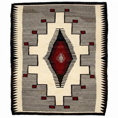 Antique Two Grey Hill Rug 5×8 Ft Native American Style Southwest Navajo Wool Rug