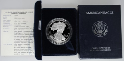 #ad #ad 1994 P American Proof Silver Eagle $1 one Dollar coin With BOX and COA $115.00