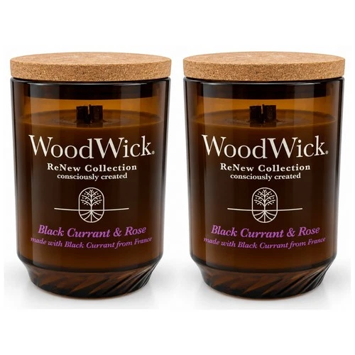 WoodWick Black Currant & Rose 13oz ReNew Candles 2 Pack Crackling Wick Floral - product listing photo