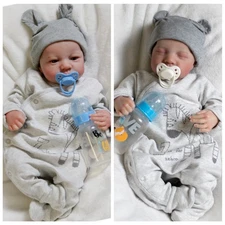 18" Real Life Reborn Baby Dolls Twins Realistic Newborn Boy Doll Baby Xmas Gifts