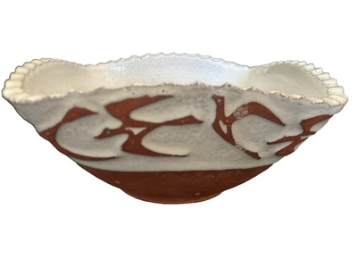 saladier vasque design oiseau terre cuite émaillé Belge bree Belgique poterie - Photo 1/4