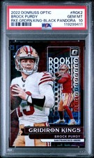 2022 PANINI DONRUSS OPTIC RC GRIDIRON KINGS #RGK2 BROCK PURDY 3/25 PSA 10 AUTO