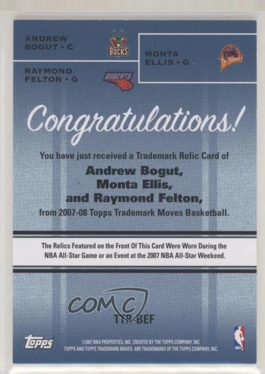 2007-08 Topps Trademark Moves Orange In the Paint /99 Andrew Bogut Monta Ellis - Image 2 of 2
