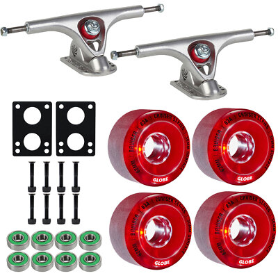 Paris Longboard Trucks V2 180mm Silver + Globe Bruiser 62mm 83a Wheels Red