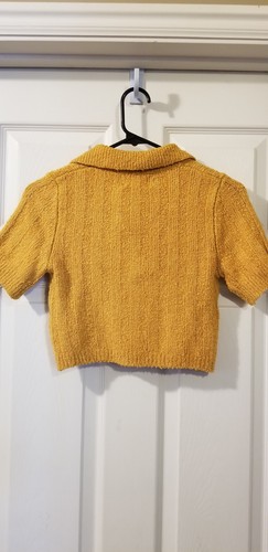 Urban Outfitters Womens Shirt Cropped Small New With Tag Yellow Sweater - Picture 2 of 5