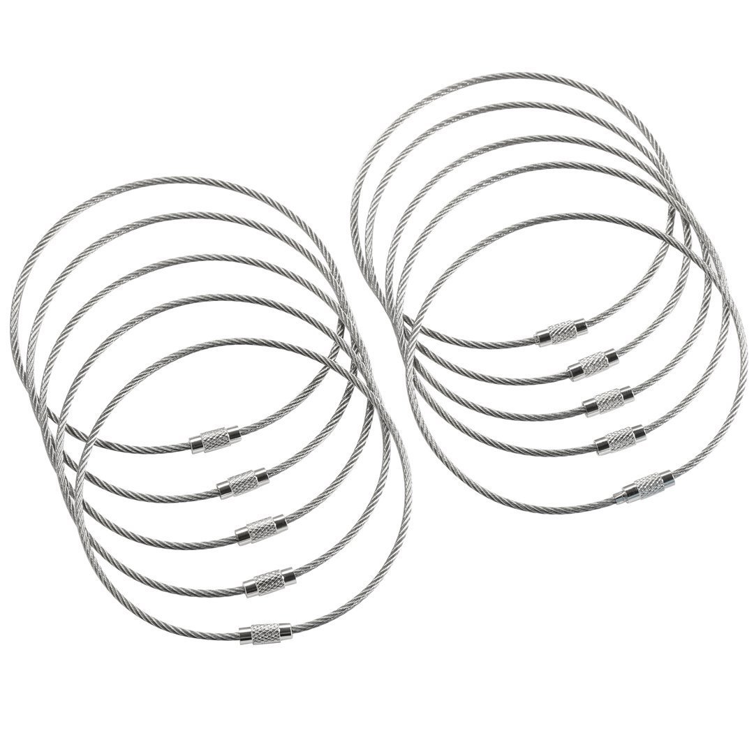 Wholesale 100PCS 10" Long Stainless Steel Wire Keychain Cable Key Ring