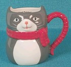 St. Nicholas Square Yuletide Christmas Figural Cat Coffee Mug 4.5" Tall