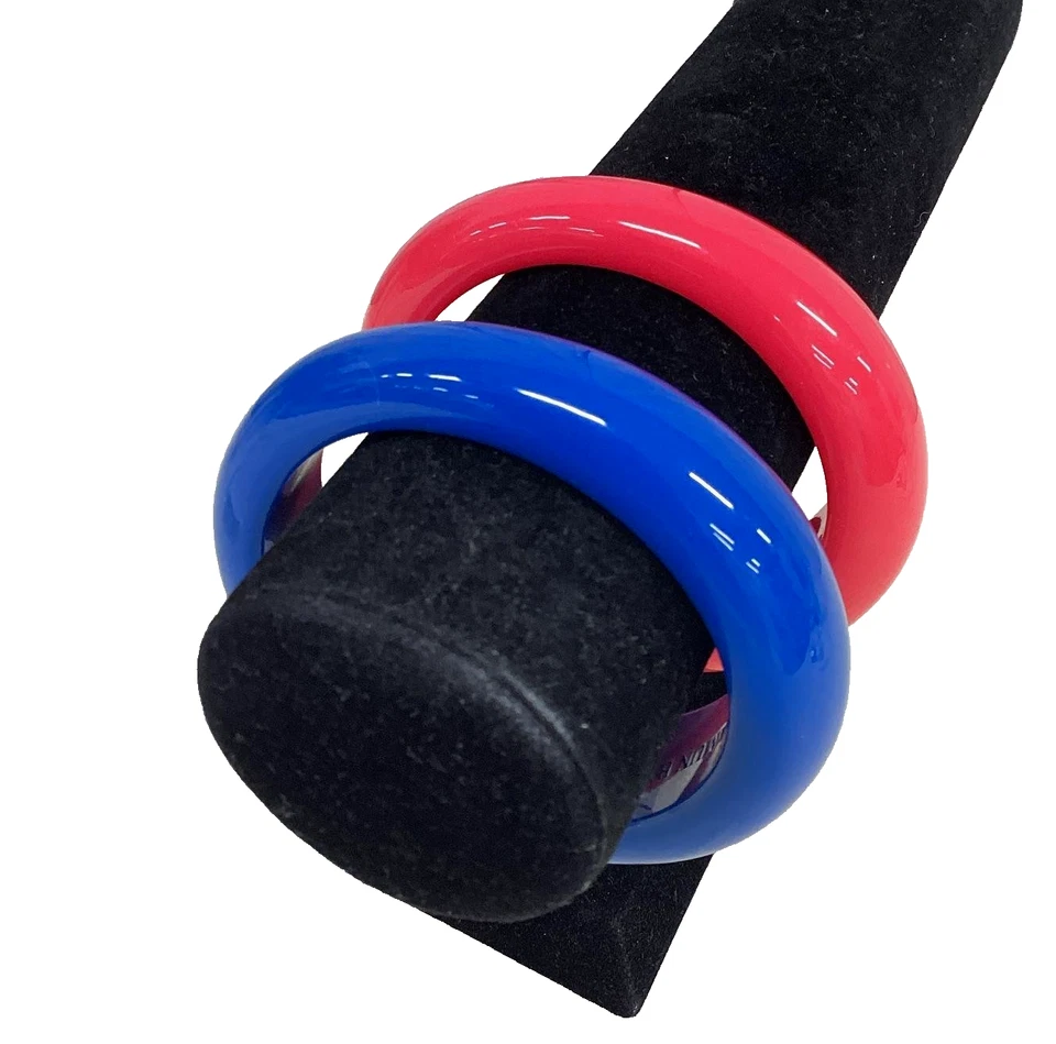 Conjunto Brazalete Brazalete Resina BEN AMUN BY ISAAC MANEVITZ Modernista Rosa Azul Firmado Foto 3 de 4