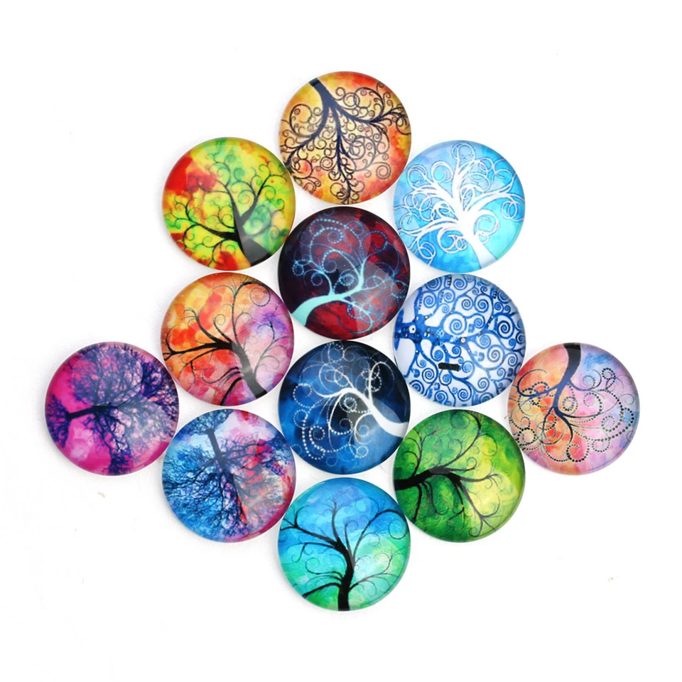 20pcs Cartoon Tree of Life Round Glass Flatback Cameo Cabochons DIY 10 - 25 MM - Image 4 of 4