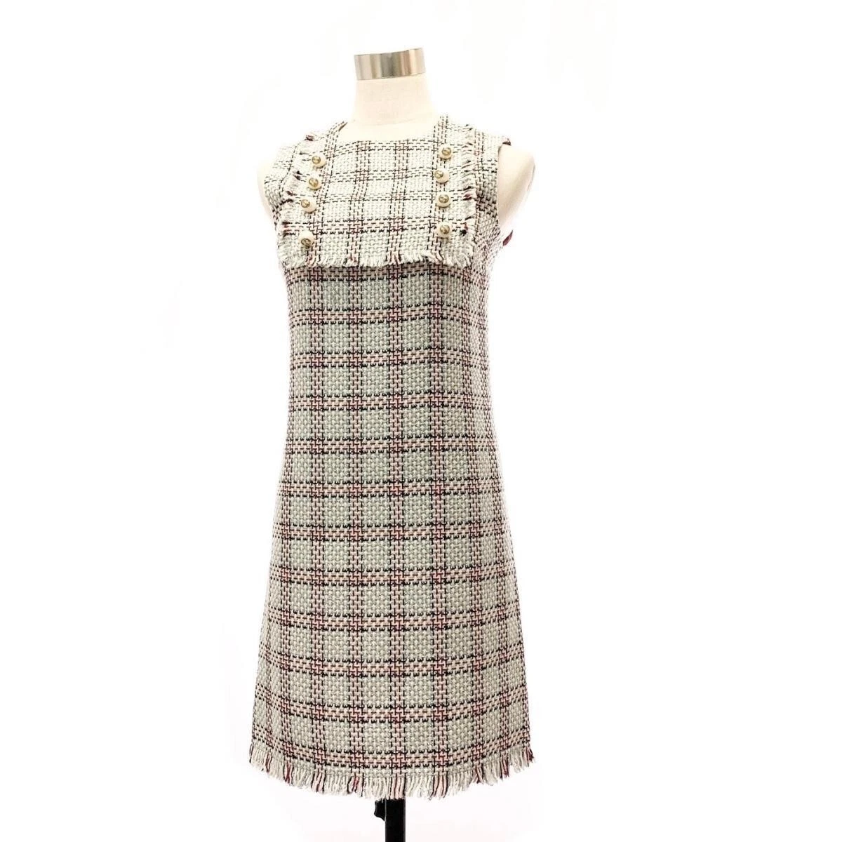 Abito Gucci tweed GG perle frange taglia:36 nero rosso Italia donna