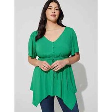 NWT Torrid Rayon Sharkbite Babydoll Flutter Sleeve Top Shirt Blouse Size 4X 26 