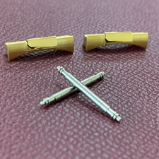 20mm Gold Curved End Links + Spring Link Bars Watch Strap Bracelet Links Parts