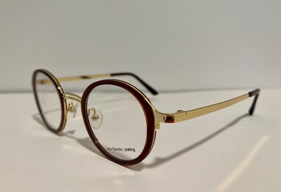 EYEFUNC 5697 COL.18 BROWN GOLD ROUND AUTHENTIC EYEGLASSES RX 43-25-140 MM NOS