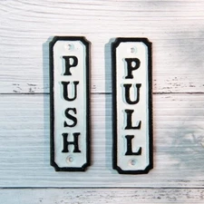 Sungmor Cast Iron Push Pull Door Signs Rustic Gate Farmhouse Style Plate Plaques