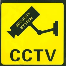 1 CCTV SECURITY SYSTEM bRiGhT yellow Adhesive warning sticker sign 4 1/4" square
