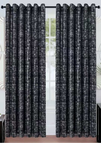 Glitter Shimmer Eyelet Curtains Thermal Blackout Ring Top Silver Black Metallic* - Picture 33 of 53