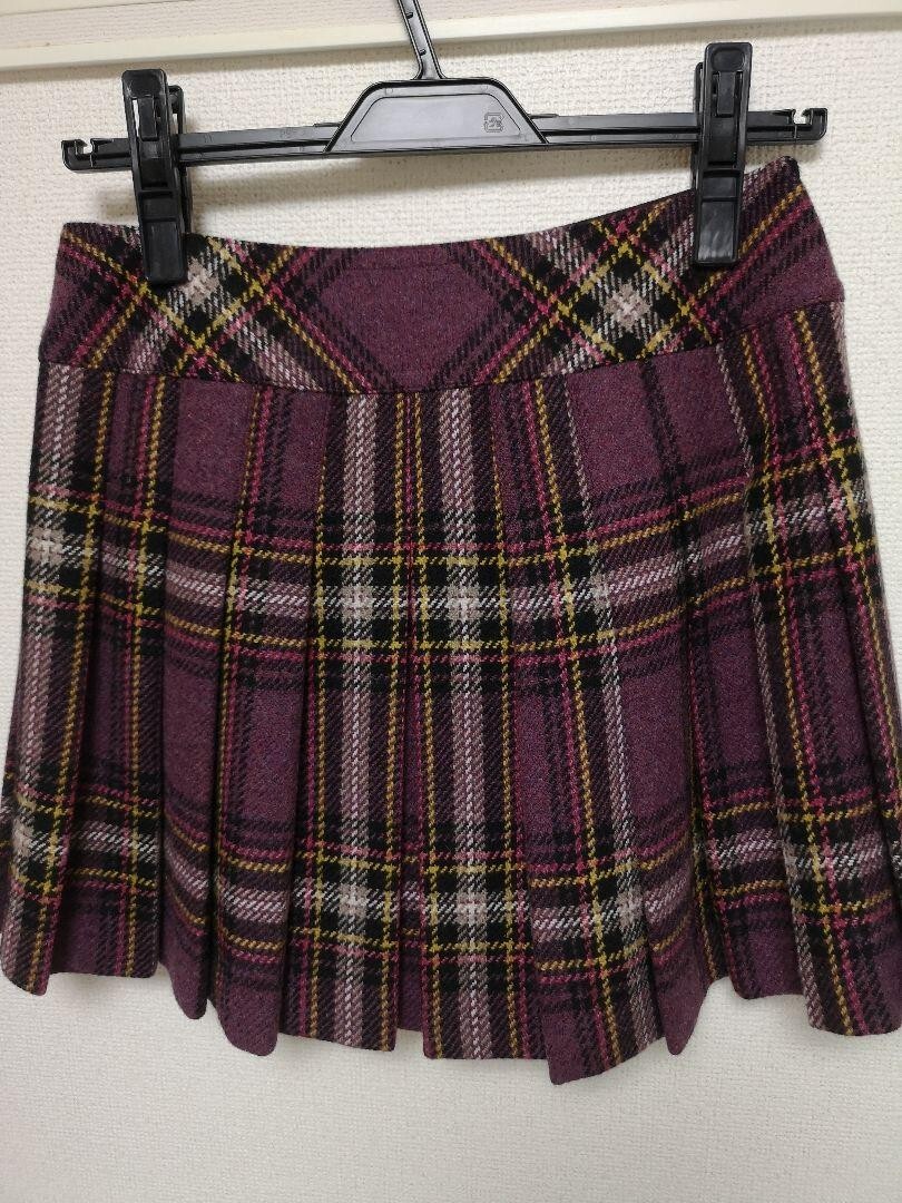 Burberry Blue Label Nova Plaid Pleated Mini Skirt Purple size 36