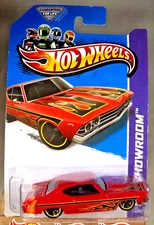 2013 Hot Wheels #214 HW Showroom-Heat Fleet '69 CHEVELLE SS 396 Red Variation