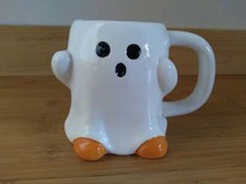 Halloween Ghost with Orange Feet 13oz. Earthenware Mug