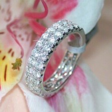 2 CT Round Cut Diamond Eternity Ring Wedding Band 14K White Gold Over Size M-T
