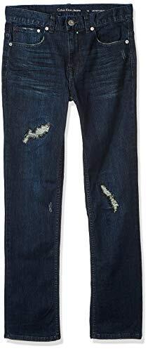 【denim】 Calvin Klein Boys' 5 Pockets Skinny Fit Stretch Distressed Denim