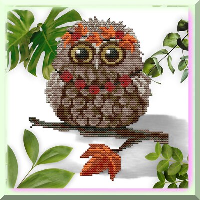 Abillyn Christmas Owl Cross Stitch Kit - Stamped Pattern, Pre-Printed Fabric, Starter Kit For Beginners - View #2