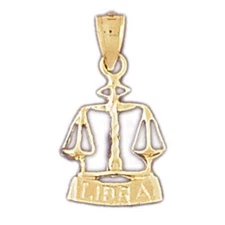 Libra Zodiac Sign Charm Pendant 14k Gold