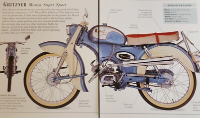 Gritzner Motorcycle Bike Picture Out of Print Spec Sheet Wall Art Decor     