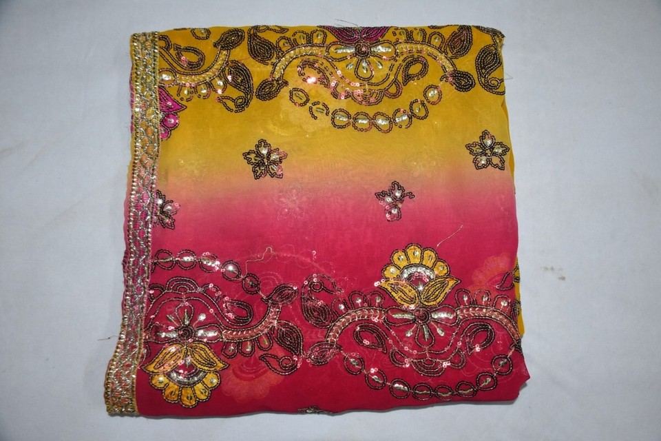 Exotic Dupatta Long Indian Hijab Women Scarf Floral Hand Embroidery