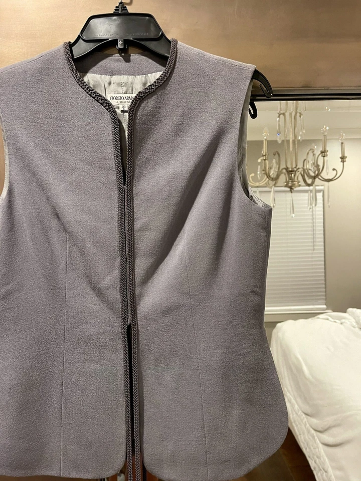 Colete Feminino Vintage Giorgio Armani 100% Lã Gruppo GFT Forrado Cinza 40/6 Itália - Imagem 4 de 4