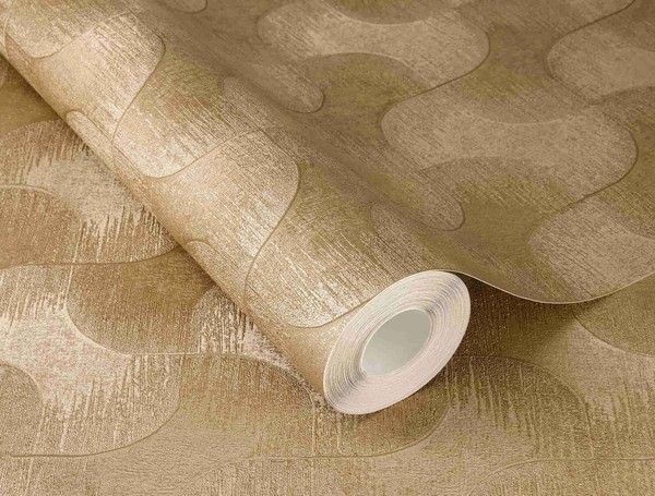 Vliestapete Rasch Grafik Muster Linien Abstrakt Gold Metallic 608151 (4,30€/1Qm)-image