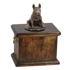 Bull Terrier, Bully IV - urn for the ashes of a dog, urn with a statuette, elega