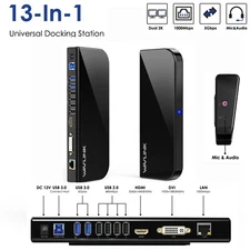 USB 3.0 Dual 2K Docking Station,Supports DVI/HDMI/VGA,Gigabit Ethernet