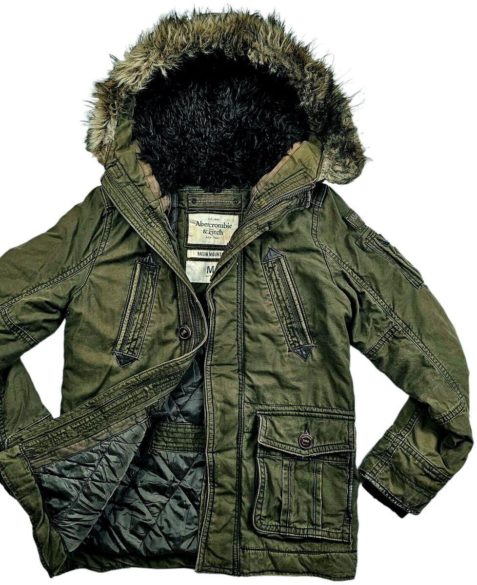 HOT Men ABERCROMBIE & FITCH BASIN MOUNTAIN PARKA FUR HOOD HOT Men ABERCROMBIE & FITCH BASIN MOUNTAIN PARKA FUR HOOD
