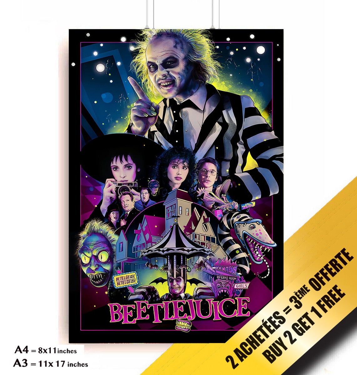Beetlejuice 1988 Movie Poster Michael Keaton Winona Ryder Tim Burton