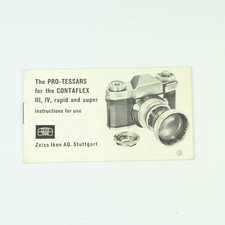 Zeiss Ikon - Pro-Tessars for Contaflex - Instruction Manual Booklet - Vintage