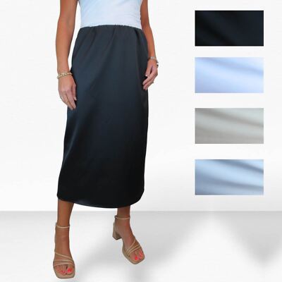 Midirock Damen matt Satin elastischer Bund Smart Partykleidung 10 20
