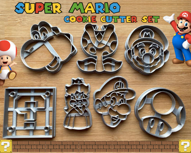 Super Mario Set of 7 Cookie Cutters | Yoshi | Princess Peach